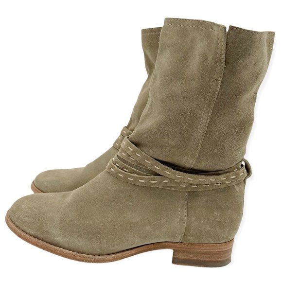 Frye Shoes - Frye Cara Pickstitch Mid Boots Suede Leather Mid Calf Tan Size 7
